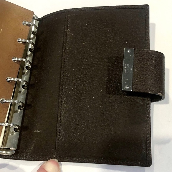 M GUCCI MONOGRAM Leather Canvas Agenda Binder Passport Holder Credit Card Wallet - Picture 16 of 17